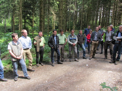 Landtagsabgeordneter Eric Beißwenger unterwegs beim politischen Waldspaziergang in Scheidegg
