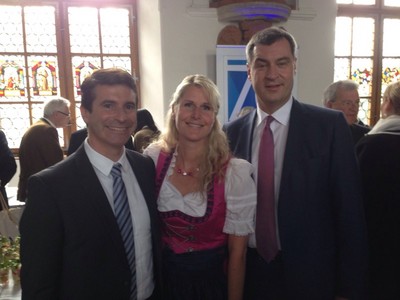 Auf der Jubiläumsfeier 70 Jahre CSU Schwaben mit Festredner Heimatminister Dr. Markus Söder und Claudia Homannner, Kreisvorsitzende der FU Oberallgäu